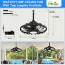 Depuley Gazebo Fans Outdoor Hanging: 20 Inch Black Plug In Caged Outdoor Fan with Light and APP Remote Control - Waterproof Ceiling Fan for Patio Porch Pergola Reversible DC Motor