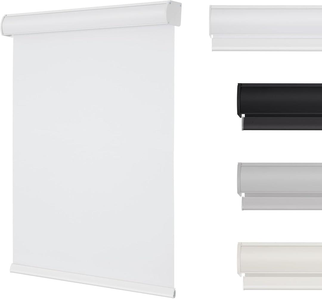 Changshade Cordless Blackout Roller Shades with Valance, Room Darkening Roll-up Shade Easy Install, Fabric Windows Blinds for Home, Bedroom and Office, 37" W x 72" H, White ROL37WT72D