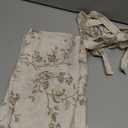 jinchan Floral Kitchen Curtains 24 Inch Linen Tier Curtains Farmhouse Cafe Half Window Drapes Over Sink Light Filtering Taupe on Beige for Living Room Laundry Tie Top 2 Panels