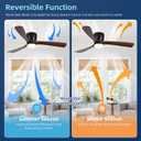 Ceiling Fans with Lights and Remote Control, 42 Inch Solid Wood Blade, Low Profile Flush Mount, LED Dimmable DC Reversible Modern Ceiling Fans with APP Control for Bedrooms, Living Rooms, Patio, Black