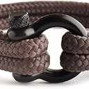 Mens Rope Bracelet - Stainless Steel Black Shackle, Extremely Durable and Scratch Resistant Waterproof Paracord, Handmade, Nautical Wristband for Men