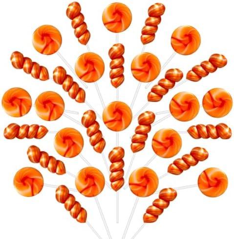 32 Pack Orange Gold Twisty & Swirl lollipops candy, No Artificial Dyes, Individually Wrapped Lollipops sucker, 16+16 Swirl Candy Lollipop, Gluten Free, Easter Snacks, Candies For Party Favors