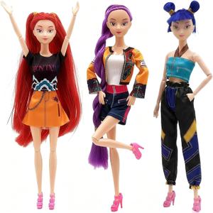 3-Pack Demon Witch Figure Hunter Merch: 11.5" Poseable Anime Action Doll Set, Kpop Style Cake Toppers, Easter Egg Fillers, Spring Basket Stuffers, Kids Birthday Party Favors & Desktop Decorations