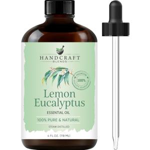 Handcraft Blends Lemon Eucalyptus Essential Oil – Huge 4 Fl Oz – 100% Pure and Natural – Premium Grade Essential Oil for Diffuser and Aromatherapy, Skin, Massage, Candle and Soap Making Fragrance