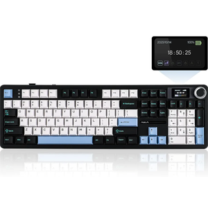 EPOMAKER X Aula F108 PRO Wireless Gaming Keyboard with Screen, 8000mAh Battery, 104 Hot-Swappable and Programmable Keys and Knob, RGB Backlight, for Mac/PC/Android (Blue&White&Black)