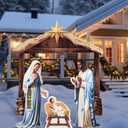 4 Pcs Large Africa Christmas Nativity Scene Outdoor 45'' Black Escena De La Natividad Spanish Jesus Joseph Mary Sheep Yard Decor Weatherproof PVC Christian Outside Decor Sets for Yard Lawn