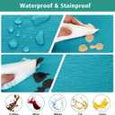 LUSHVIDA 2 Packs Vinyl Card Tablecloth with Flannel Backing 48x48 inch - Waterproof Plastic Picnic Table Cover for Square Folding Table Cloth with Elastic Corners, Teal