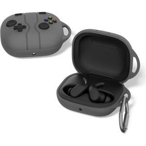 Cute Cover for Powerbeats Fit Case 2025, 3D Cartoon Funny Design | Shock Resistant | Full Protection Soft Silicone Case Compatible with Beats Powerbeats Fit Earbuds Accessories with Keychain, Black