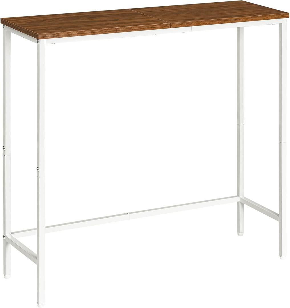HOOBRO Narrow Console Table, 29.5" Small Entryway Table, Thin Sofa Table, Side Table, Display Table, for Hallway, Bedroom, Living Room, Foyer, White and Walnut WH75XG01