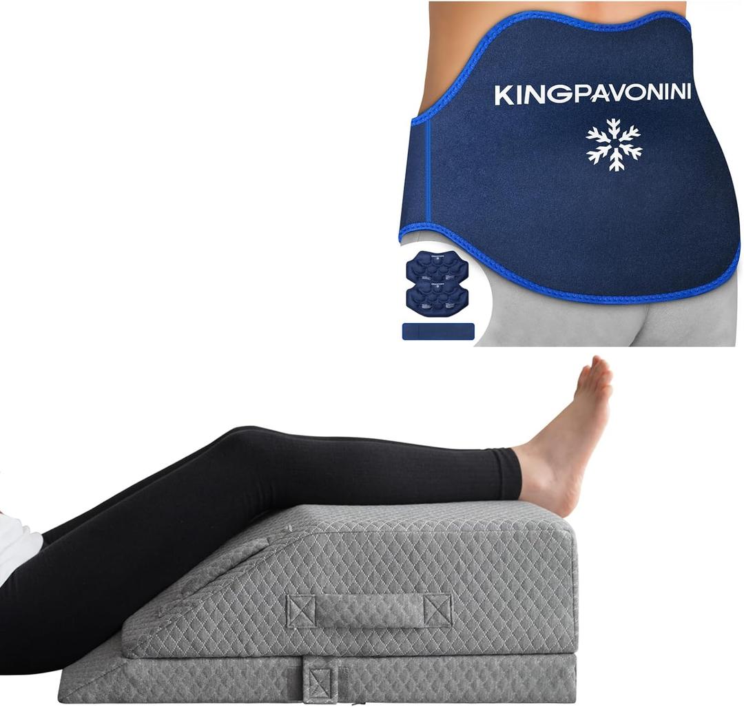 KingPavonini Back Ice Pack and Adjustable Leg Elevation Pillow