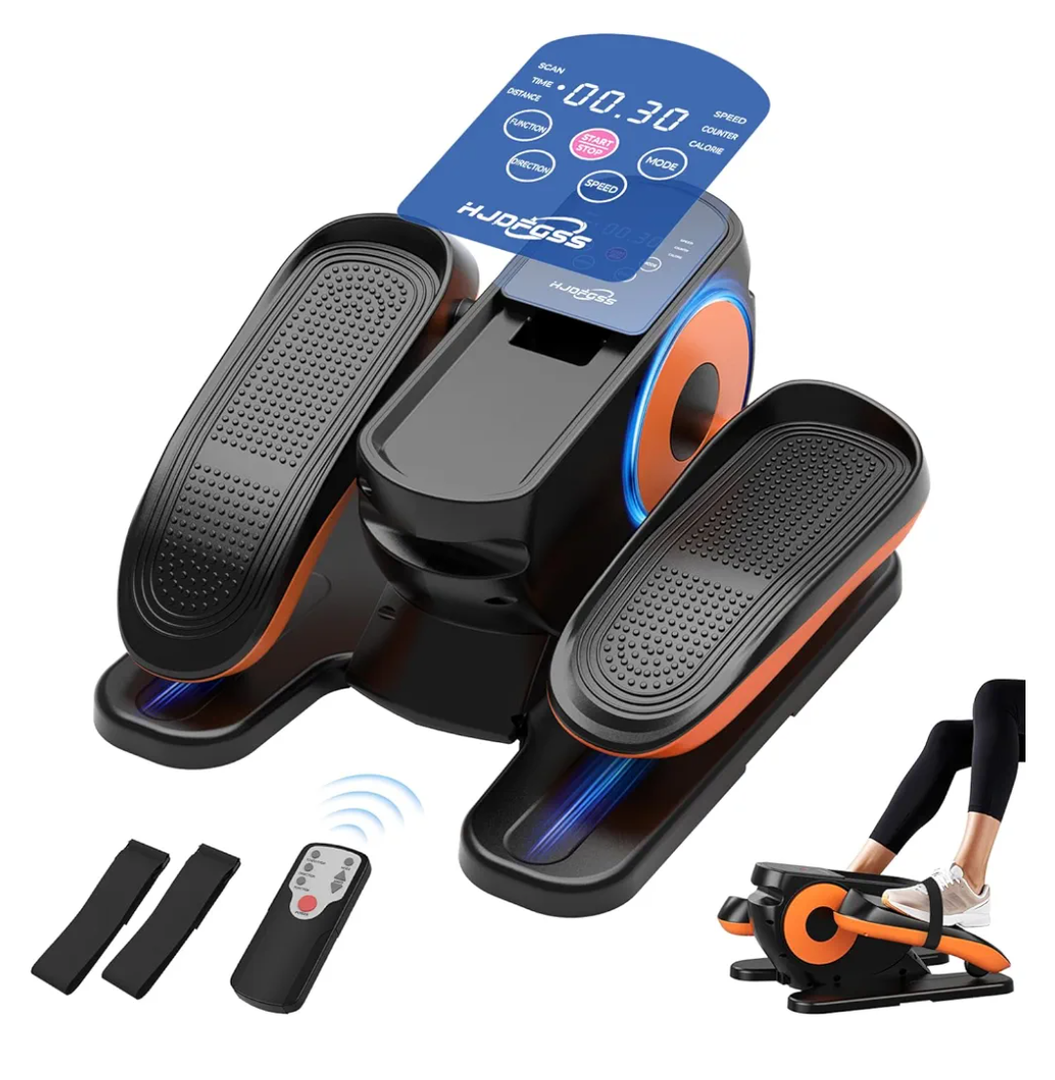 Under Desk Elliptical Machine with 12 Adjustable Speed, Quiet & Portable Seated Pedal with Remote Control & Non-Slip Foot Straps