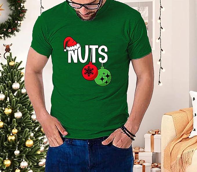 Christmas Shirts for Couples - Xmas Graphic Tshirt Funny Holiday Matching Outfit Sets (Green(man)), XL