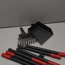 Heeyoo Dog Pooper Scooper, Dog Poop Tray and Rake Set, Pet Waste Removal Scoop with Long Adjustable Sectional Stainless Handles (Black/Red)