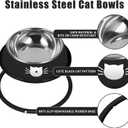 Serentive 2 Pcs Non-Slip Stainless Steel Small Cat Food Bowls - Unbreakable, Thicken 13 Oz Cat Dishes - Indoor, Removable Rubber Base, Easily Clean, Lovely Color