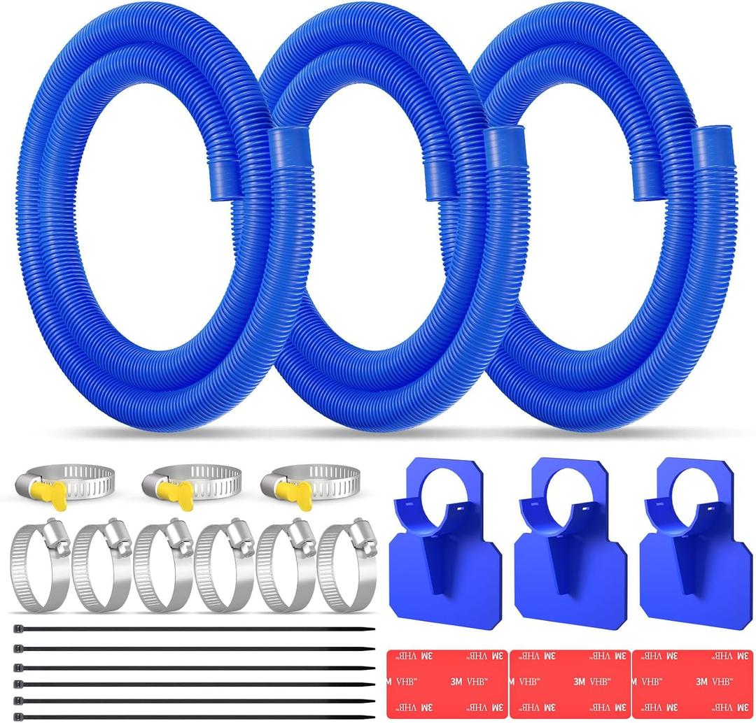 1.25" x 59" Pool Hoses Replacement for Above Ground Pools, 3 Pack Pool Pump Hose for Swimming Pool, Pool Filter Hose with Pool Pipe Holders & Accessory for Filter Pumps 330 GPH 530 GPH 1000 GPH
