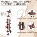 35" Christmas Butterfly Wind Chimes for Outside Garden Decor with 4 Aluminum Tubes and 6 Charming Bells for Patio Porch Yard Decor, Christmas Gifts for Women Mom Grandma(Red and Black)