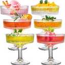 ZOOFOX Set of 6 Coupe Glasses, 7 oz Vintage Cocktail Coupe Glasses Set, Crystal Martini Glasses with Stem, Embossed Bar Drinking Glasses Set for Espresso Martini, Cosmopolitan, Manhattan, Gimlet