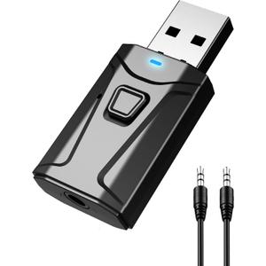 Tsnam USB Bluetooth Adapter for Car, Bluetooth Transmitter Receiver Plug & Play, 3.5mm AUX Wireless Audio Adapter for TV, Headphone, PC, Stereo