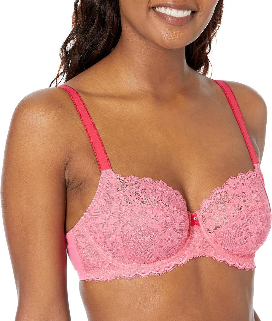 Freya Women's Viva Lace Underwire Side Support Bra (28GG, Pink)