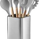 Stainless Steel Kitchen Utensil Holder, Kitchen Caddy, Utensil Organizer, Modern Rectangular Design, 6.7 by 4 (utensils not included)