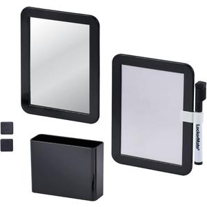 LockerMate 6-Piece Locker Organizer Kit, Includes Mirror, Whiteboard, Storage Cup & Dry Erase Marker, Black