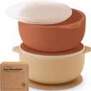 KeaBabies 2-Pack Baby Bowls with Suctions, Lids - Silicone Toddler Suction Bowls for Baby Boy, Girl, Kids, Food Grade Silicone, BPA-Free, Dishwasher Safe, Toddler Eating Essentials (Terracotta)