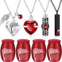Shimeyao Set of 8 Small Urns for Human Ashes Cremation Urns Keepsake Ash Holders Family Tree Memorial Heart Locket Waterproof for Adults Women Men Loved Ones(Dark Red)