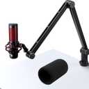 SUNMON HyperX QuadCast Boom Arm - Upgraded Heavy Duty Mic Arm with HyperX QuadCast Pop Filter, 360 Rotatable Microphone Arm for QuadCast S