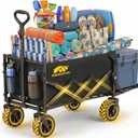 MIKKUPPA Collapsible Wagons Carts Foldable - 180L 340LBS Utility Beach Wagon Heavy Duty with Drop-Down Tailgate for Groceries & Dogs, Portable Shopping Carts with Wheels for Camping, Sports, Garden
