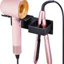 Hair Dryer Holder, Hair Straightener Holder Wall Mount, Hair Tool Organizer, Hairdryer and Straightener Holders, Adhesive Hair Tool Storage for Blow Dryer, Curling Iron, Flat Iron Stand (Black)