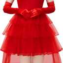 Spooktacular Creations Halloween Red Bride Costume Women, Red Gothic Wedding Dress Women for Halloween Party (Red, S)
