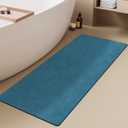 TYUU Bathroom Mat Quick Dry, Bathroom Rugs Non Slip Washable Thin Absorbent Bath Mat Fits Under Door Bathroom Floor Mat Perfect for Bath, Shower, or Sink 24"x70" Denim Blue