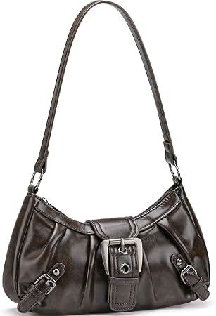 Y2K Trendy Purse for Women, Leather Buckle Punk Hobo Clutch Purses Bags for Ladies Top Handle Shoulder Bag