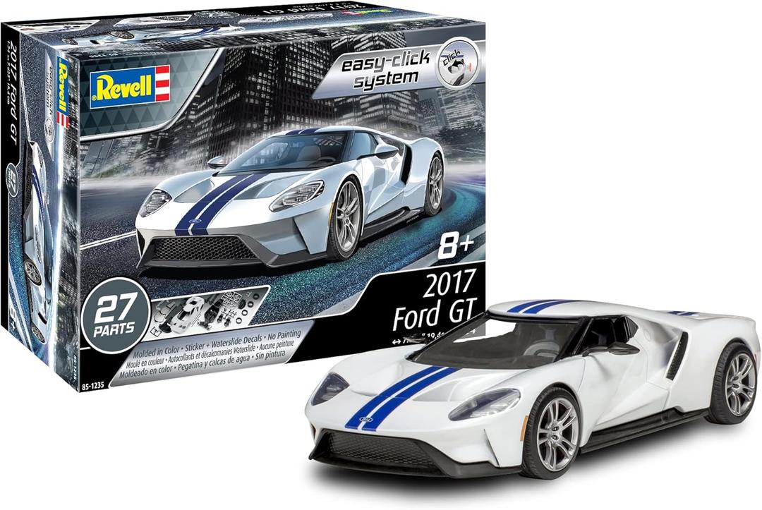 Revell 85-1235 2017 Ford GT Model Car Kit 1:24 Scale 27-Piece Skill Level 2 Plastic Easy-Click Model Building Kit, White