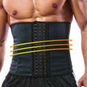 GainKee 100% Latex Men Waist Trainer Corsets With Steel Bone Sweat Belt Sauna Suit For Fitness Body Shaper (5X-Large, Black)