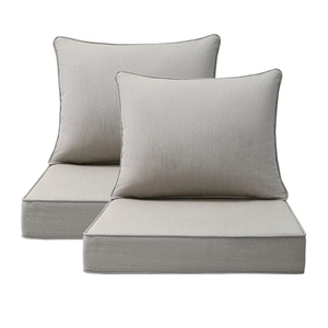 Sunbrella Outdoor Patio Chair Cushions Set, 24" x 24", Set of 2, Water-Repellent, Fade Resistant, Deep Seat Cushion for Backyard, Couch, Sofa and Patio Furniture, Specrtum Pebble
