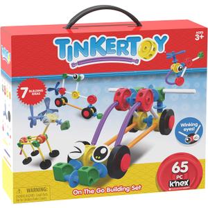 TINKERTOY On The Go Building Set - 65 Parts - Ages 3 & Up - Creative Preschool Toy