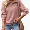 SHEWIN Womens Half Zip Sweatshirt Fall Loose High Neck Pullover Tops, Size: Small