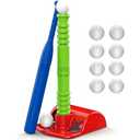 Play22 T Ball Set for Toddlers - Tball Set for Kids 3-5, 8 Large Balls, 23" Batting Tee - Kids Baseball Bat Tee - Wiffle Ball, Toddler Outdoor Toys Play Equipment, Gifts for 4 Year Old Boys and Girls