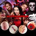 2 x Halloween Liquid Latex Special Effects SFX Makeup Kit - 8 Colors Bruise Face Body Paint Palette,Liquid Latex+Scar Wax+Spatula Tool+Fake Blood Spray+Coagulated Blood With Sponges for Halloween Cosplay