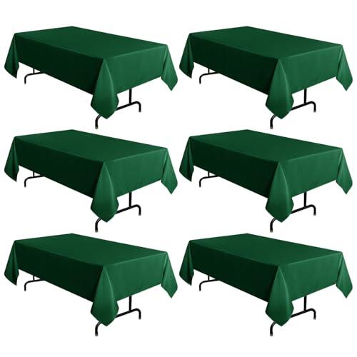sancua 6 Pack Hunter Green Tablecloth 60 x 102 Inch, Rectangle 6 Feet Table Cloth - Stain and Wrinkle Resistant Washable Polyester Table Cover for Dining Tables, Buffet Parties and Camping