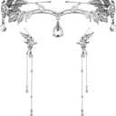 Glenmal 3 Pcs Elf Ear Cuffs and Crown Halloween Rhinestone Leaf Headband Fairy Ear Cuffs Princess Cosplay Costume for Women, 1 Count (Pack of 2), Silver