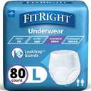 FitRight Super Adult Incontinence Underwear, Maximum Absorbency, Large, 40"-56", 4 Packs of 20 (80 Total) (Black, M)