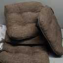 downluxe Indoor Chair Cushions for Dining Chairs, Tufted Overstuffed Textured Foam Kitchen Chair Pads with Ties and Non-Slip Backing, 15.5" x 15.5" x 4", Brown, 4 Pack