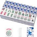 Set of American Mahjong Tiles, 166 Quality Acrylic Mahjongg Tiles with Blue Prints(1.2,Tiles Only Set)