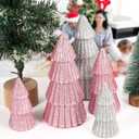 6Pcs Pink Christmas Decor, Tabletop Pink Christmas Tree for Christmas Decorations Xmas Centerpiece for Table Mantel Home Decor