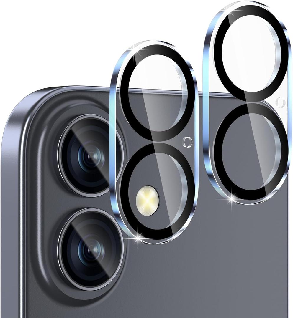 2 x SWUU 2 Pack Camera Lens Protector Compatible with iPhone 17 6.3", Military-Grade 9H Tempered Glass, Shatterproof & Anti-Scratch, HD Clear, No Fingerprint, Case-Friendly
