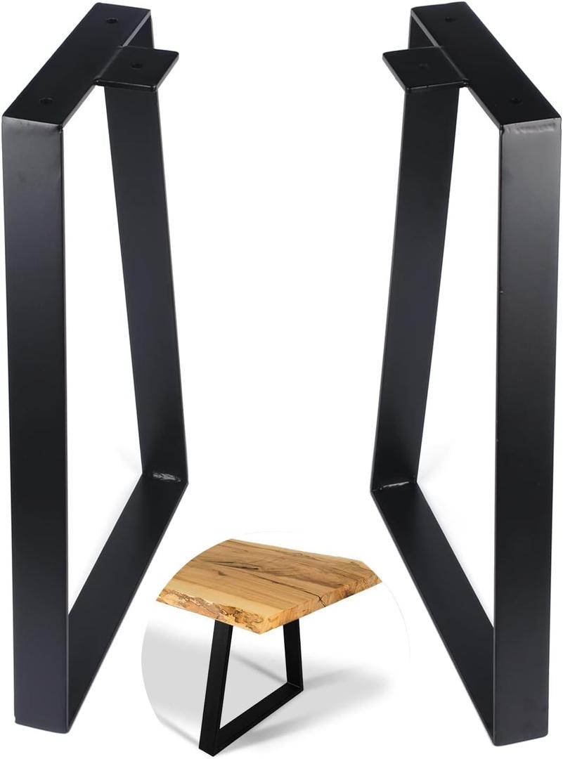Osring 20 Inch Trapezoid Table Legs 2pcs, Solid Steel Furniture Leg for Coffee Table, TV Stand and Outside Bench, Black