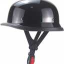 German Style Motorcycle Helmet,Adult Half Helmet Open Face DOT Approved, Motorcycle Cruiser Scooter Cool Helmet (Large, Bright Black)