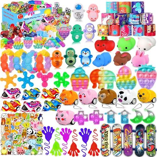 124 Pcs Party Favors for Kids 4-8, Birthday Gift Toys, Goodie Bag Stuffers, Treasure Box Carnival Prizes, Gifts Classroom, Pinata Bags Filler Boys and Girls 8-12